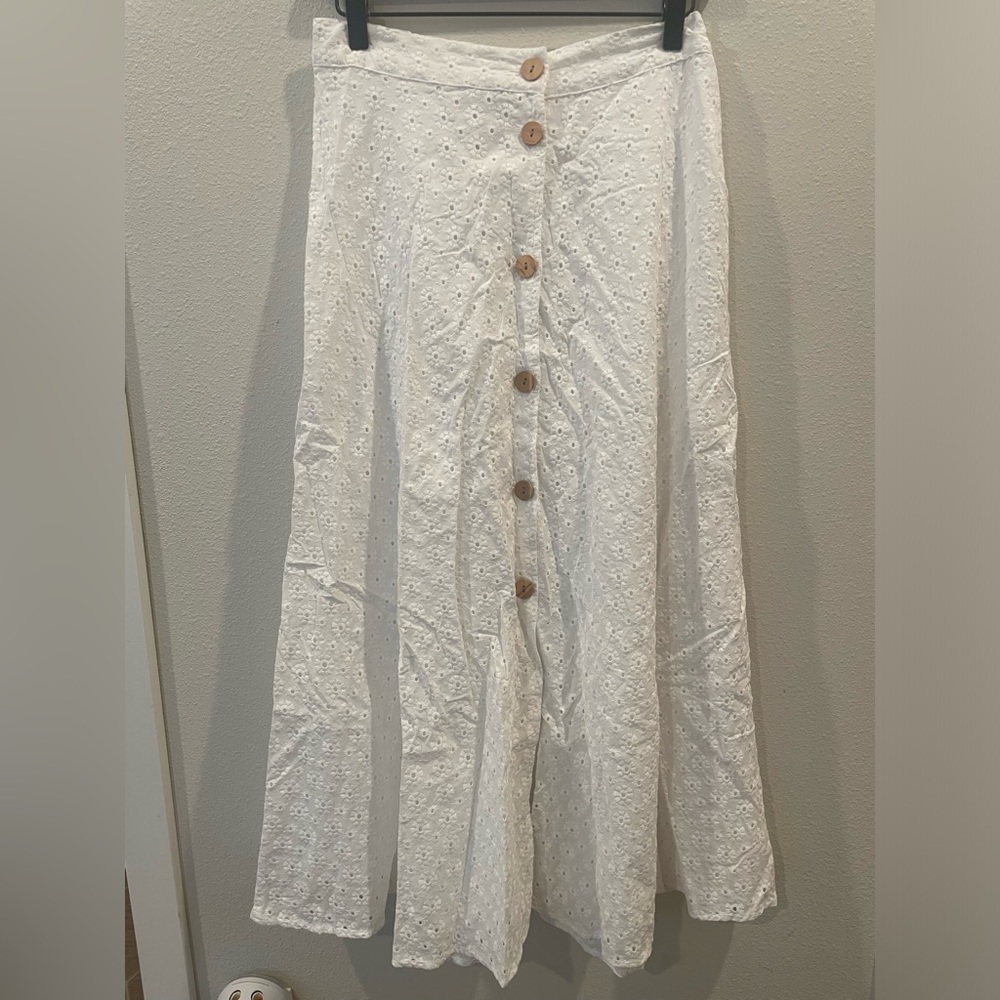 Broderie Midi A Line Skirt
